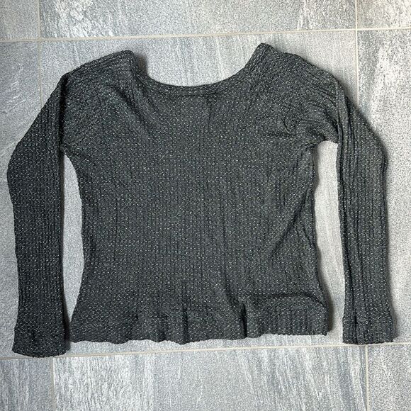 NEW Chaser Raglan Long Sleeve Stardust Metallic Thermal Scoopneck Blouse Black M - Picture 7 of 14